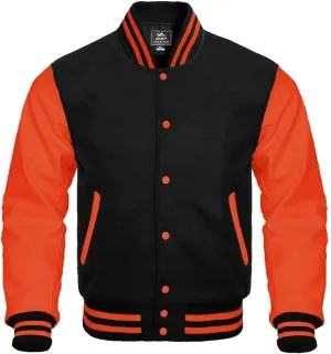 Letterman Baseball Varsity Jacket Genuine Leather Sleeves and Wool
