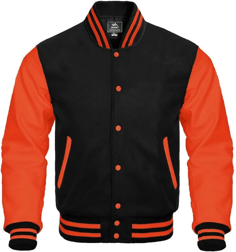 Letterman Baseball Varsity Jacket Genuine Leather Sleeves and Wool