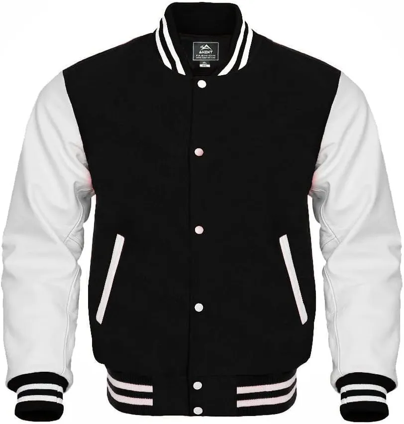 Letterman Baseball Varsity Jacket Genuine Leather Sleeves and Wool