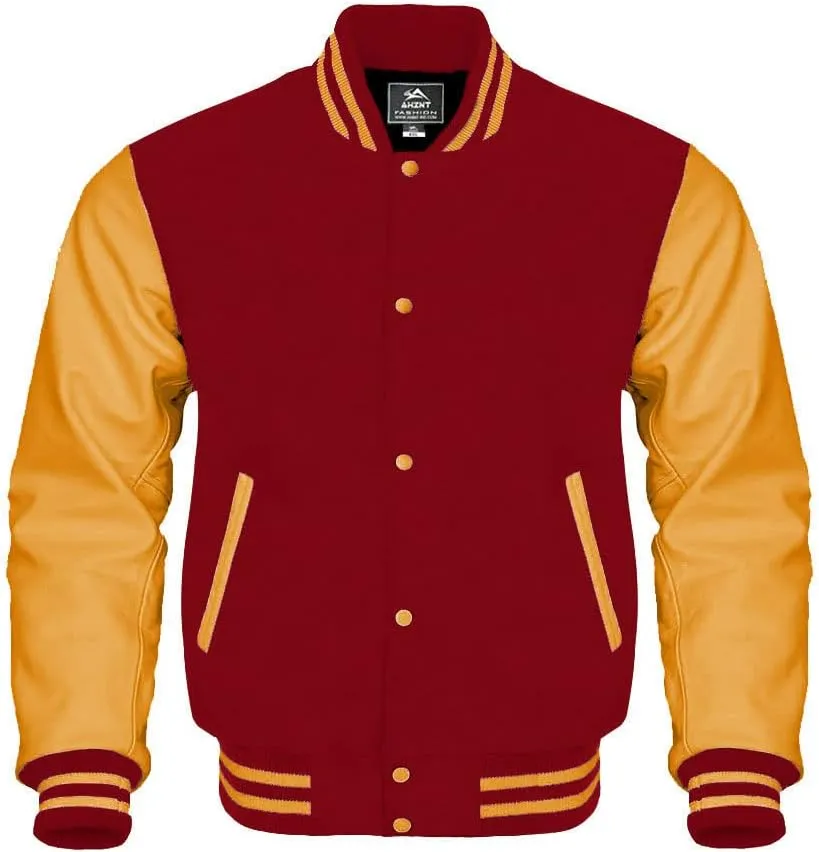 Letterman Baseball Varsity Jacket Genuine Leather Sleeves and Wool