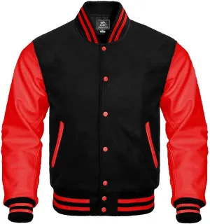 Letterman Baseball Varsity Jacket Genuine Leather Sleeves and Wool