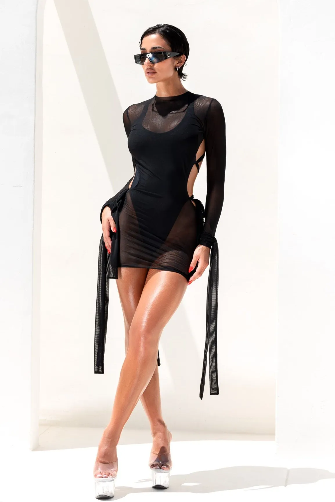 Lexi Mesh Cover Up Dress - Black