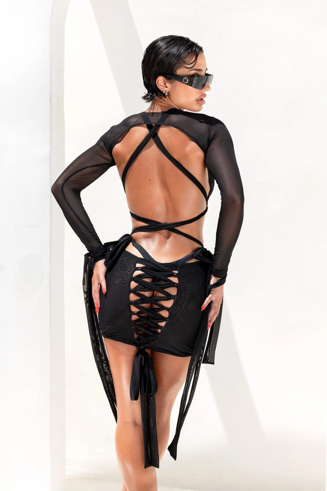 Lexi Mesh Cover Up Dress - Black