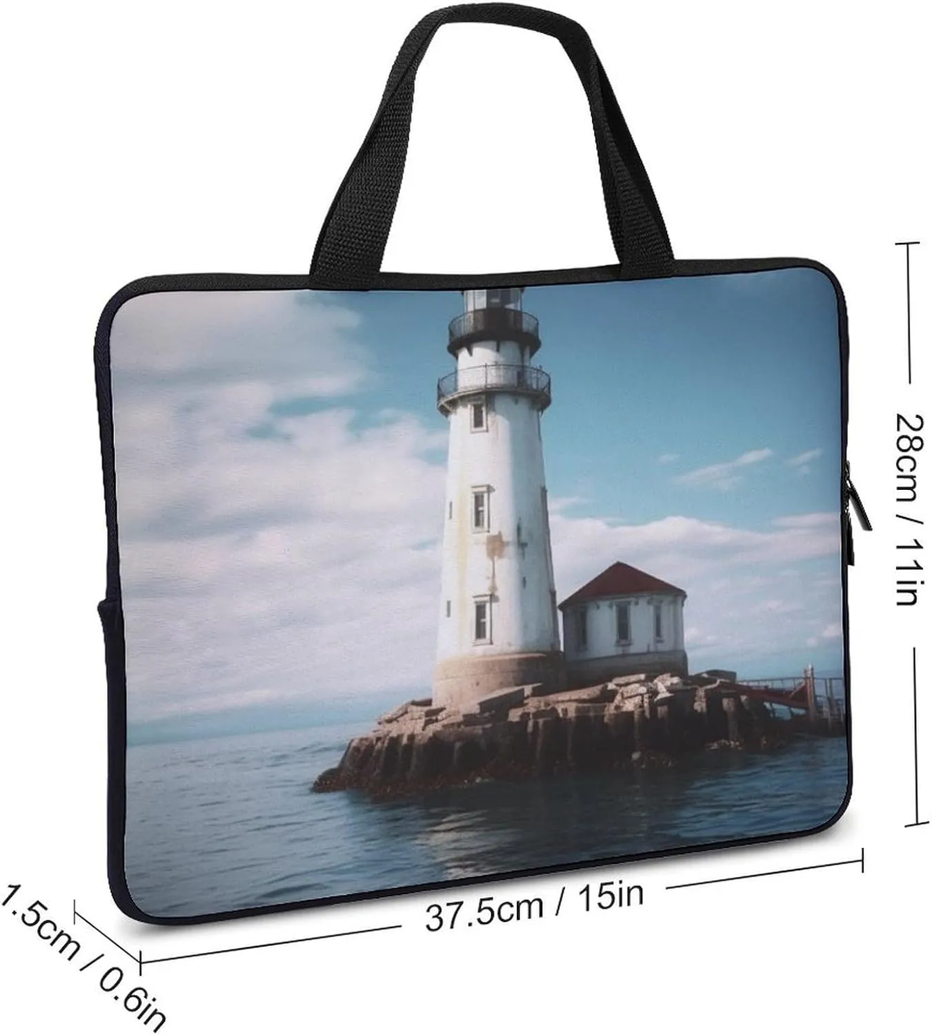 Light House Ocean Laptop Bag Durable Laptop Sleeve Water-Resistant Notebook Bag for Computer Or Tablet