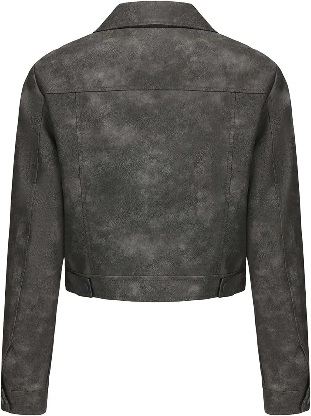 Lightweight Faux Leather Jacket Women Trendy Crop Moto Biker Coat Button Down Shacket Outerwear Slim Short Coats