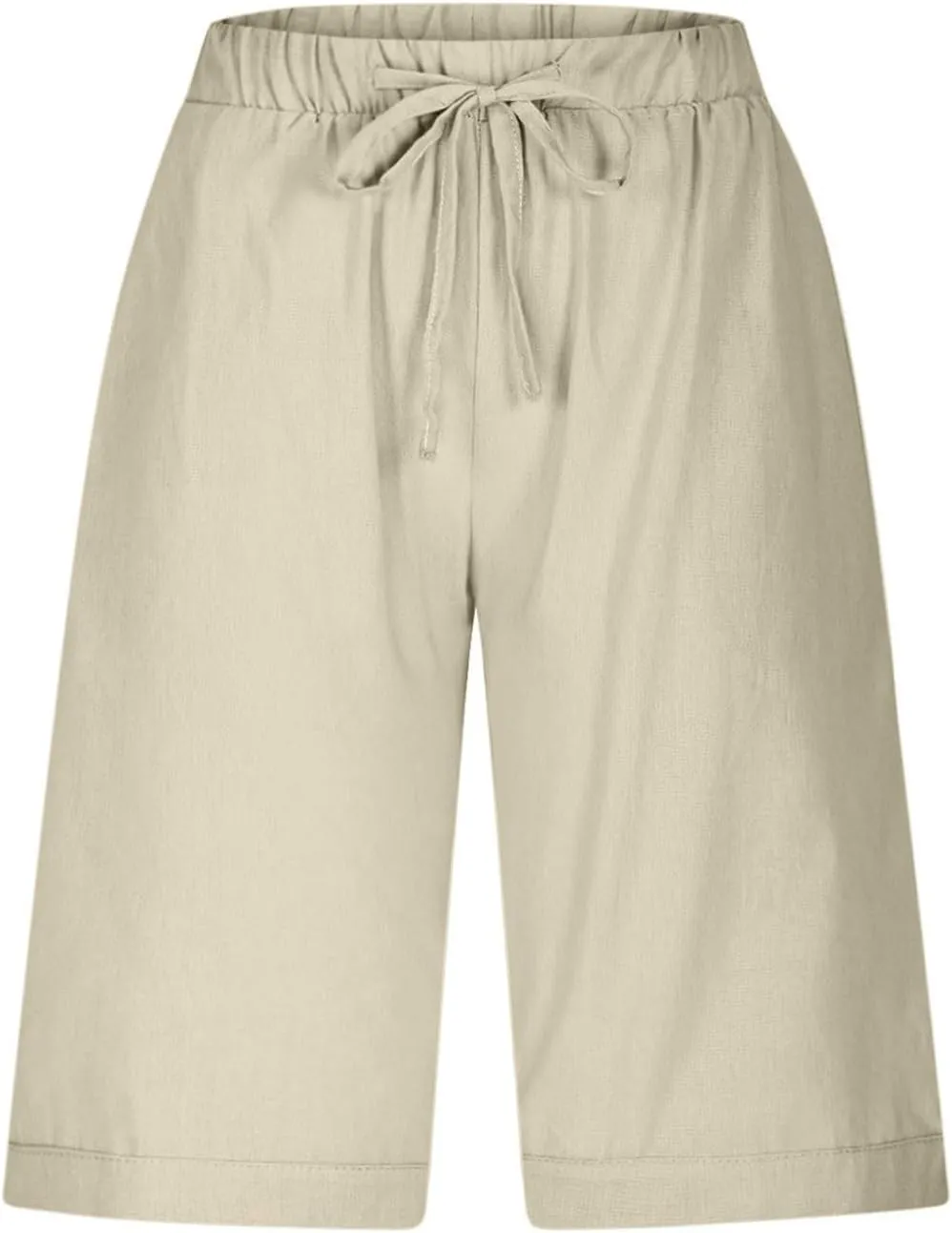 Linen Capri Pants for Women Side Hollow Out Cropped Trousers Casual Summer Capris Drawstring High Waist Wide Leg Pant