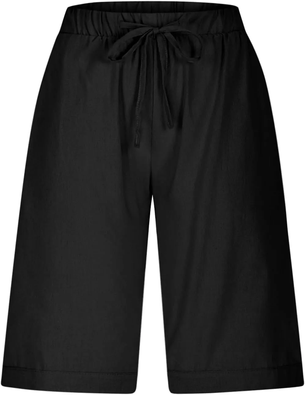 Linen Capri Pants for Women Side Hollow Out Cropped Trousers Casual Summer Capris Drawstring High Waist Wide Leg Pant