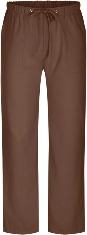 Linen Dress Pants Men Slim Fit Straight Leg Trousers Elastic Waist Lounge Pants Breathable Summer Pants Casual Pants