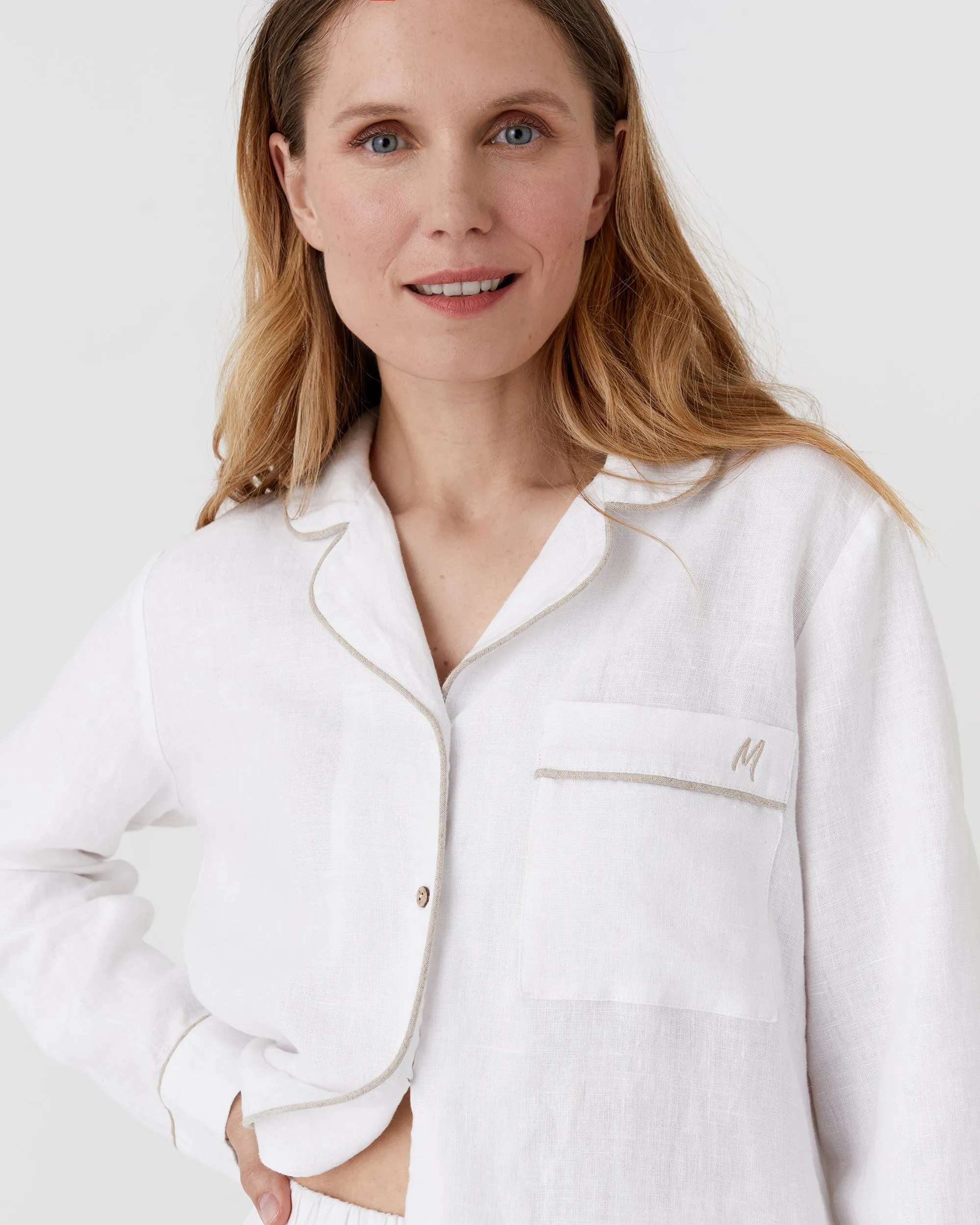 Linen pajama set PADUA in White