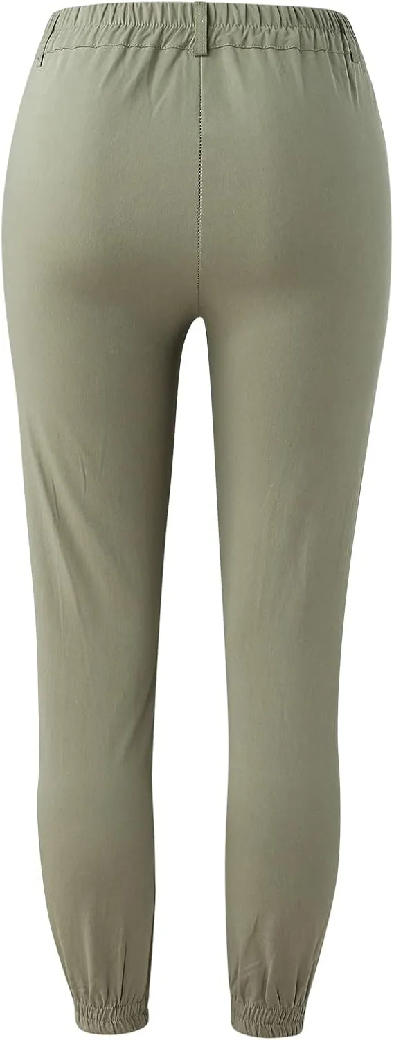 Linen Pants Womens Cotton High Waist Button Casual Pants Slim 2025 Trendy Spring Cropped Trousers with Pockets