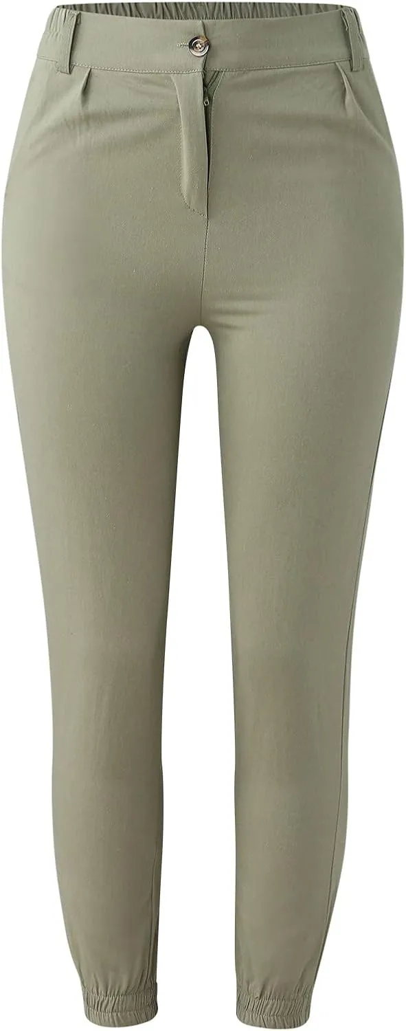 Linen Pants Womens Cotton High Waist Button Casual Pants Slim 2025 Trendy Spring Cropped Trousers with Pockets