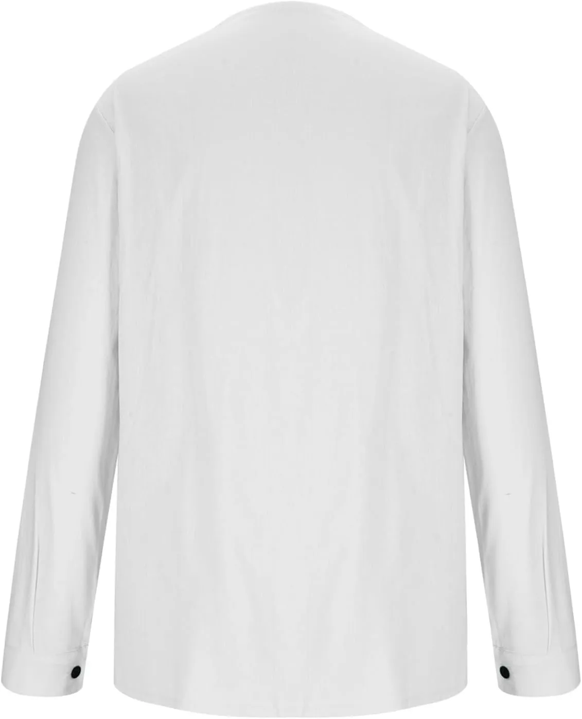Linen Shirt for Men Casual Crew Neck Solid Color Long Sleeve Blouses Button Cotton Loose Trendy Hawaiian Shirts Top