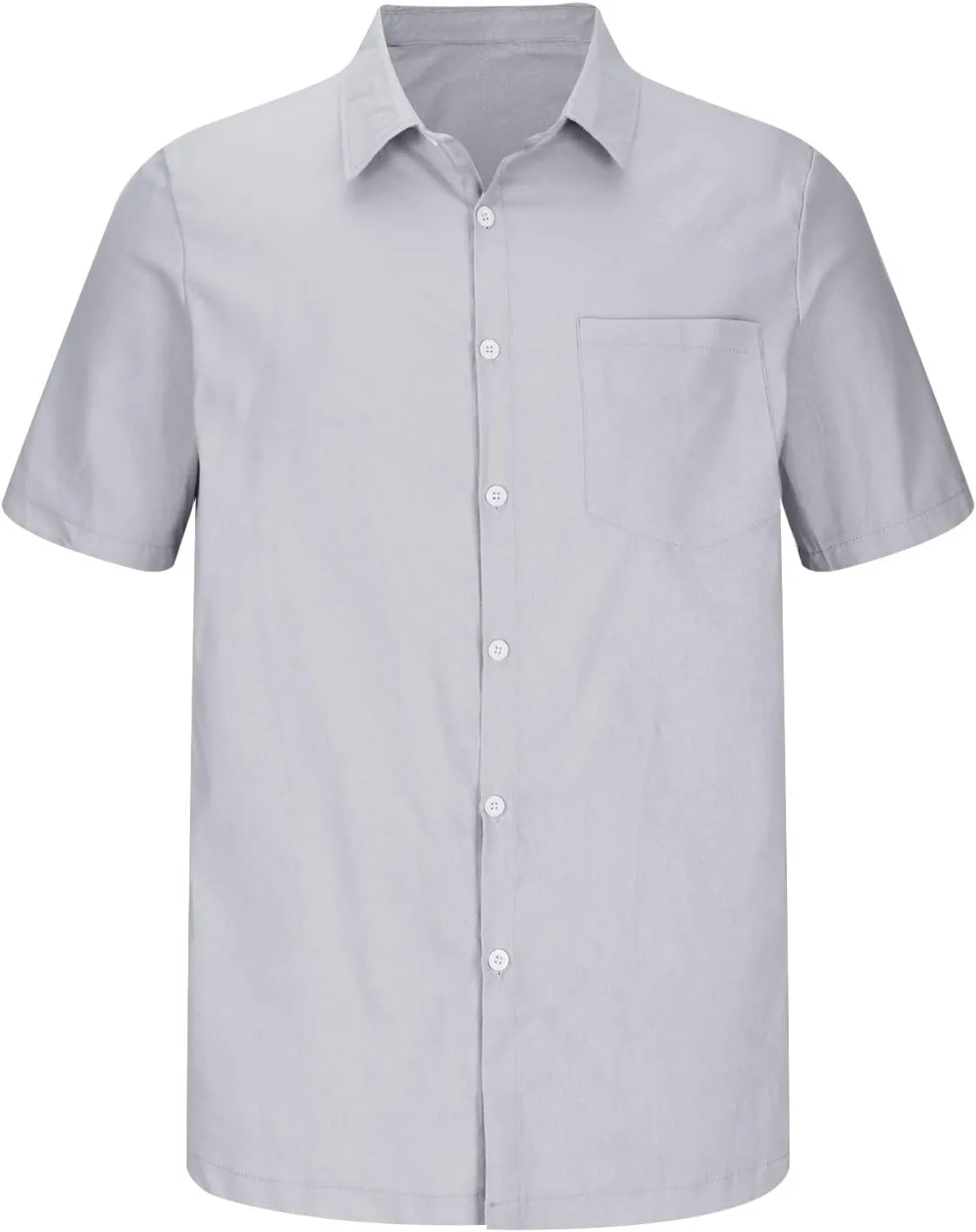 Linen Shirt for Men Short Sleeve Button Down Solid Color Casual Blouses Fashion Summer Hawaiian Comfy Shirts Tops