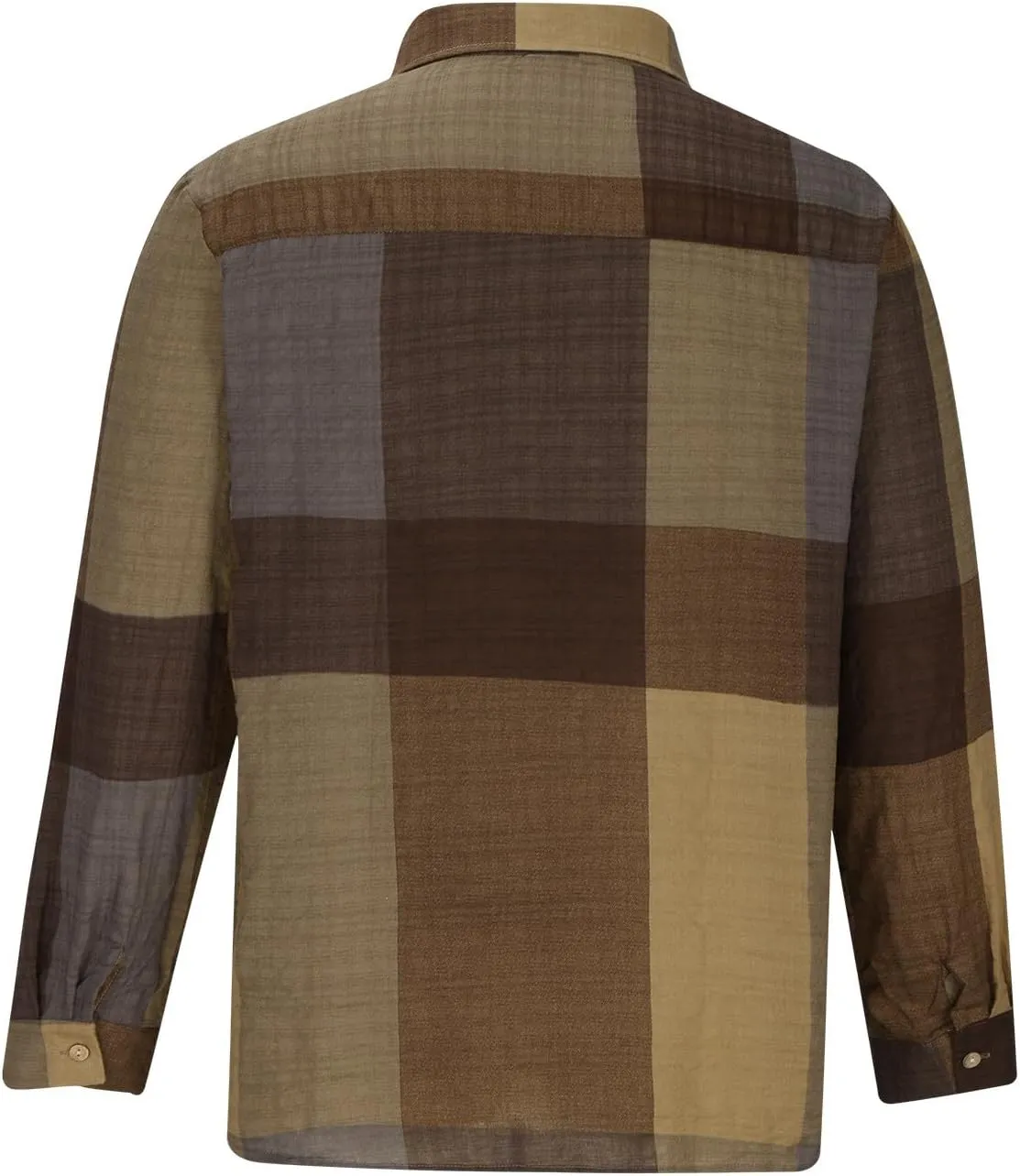 Linen Shirts for Men Casual V Neck Plaid Print Lapel Cotton Linen Long Sleeve Shirt Fashion 2025 Spring Comfy Tees