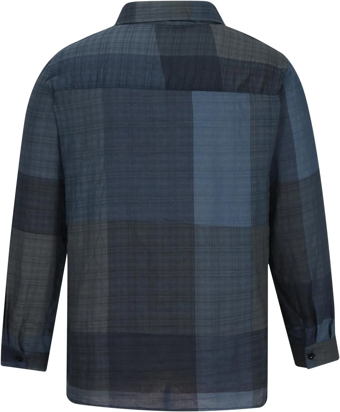Linen Shirts for Men Casual V Neck Plaid Print Lapel Cotton Linen Long Sleeve Shirt Fashion 2025 Spring Comfy Tees