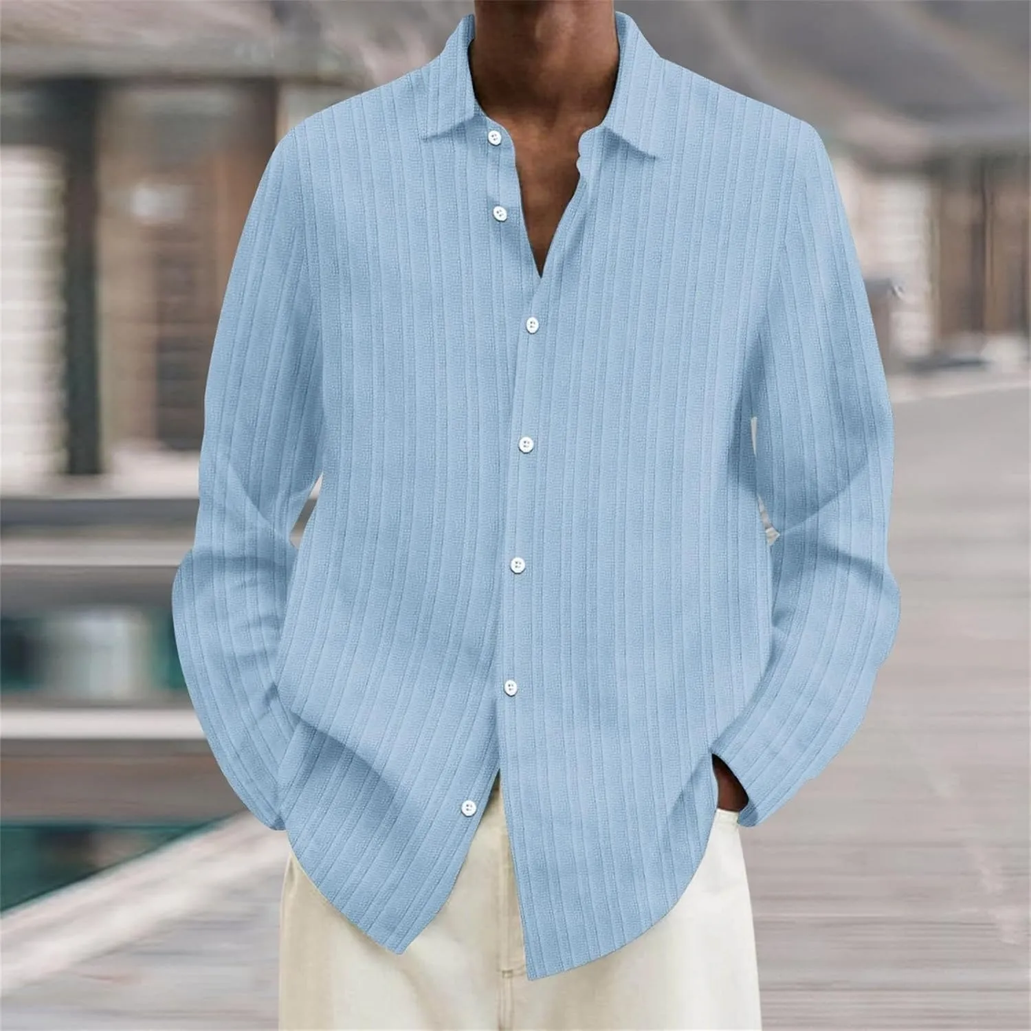 Linen Shirts for Men Summer Cotton Solid New Casual Plus Size Loose Long Sleeved Breathable Boho Beach Linen Tops