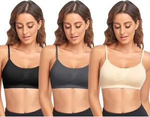 Litthing Bralettes Padded for Women Cami Strap Bra Seamless Sportsbra Wireless Comfort Yoga Lightly T-Shirt Tank Tops