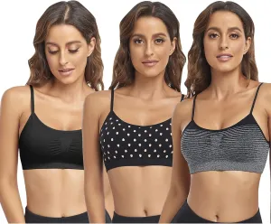 Litthing Bralettes Padded for Women Cami Strap Bra Seamless Sportsbra Wireless Comfort Yoga Lightly T-Shirt Tank Tops