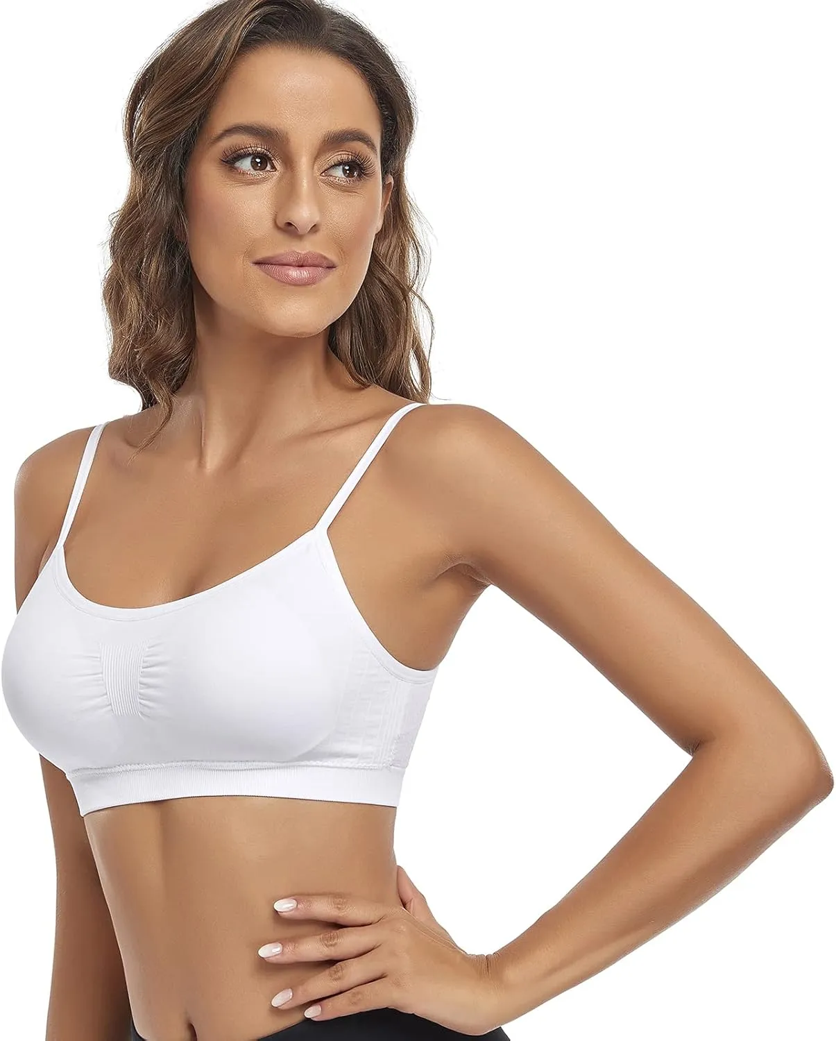 Litthing Bralettes Padded for Women Cami Strap Bra Seamless Sportsbra Wireless Comfort Yoga Lightly T-Shirt Tank Tops