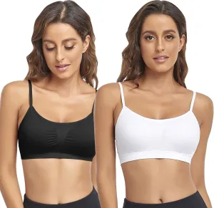 Litthing Bralettes Padded for Women Cami Strap Bra Seamless Sportsbra Wireless Comfort Yoga Lightly T-Shirt Tank Tops