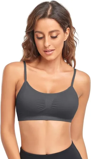 Litthing Bralettes Padded for Women Cami Strap Bra Seamless Sportsbra Wireless Comfort Yoga Lightly T-Shirt Tank Tops