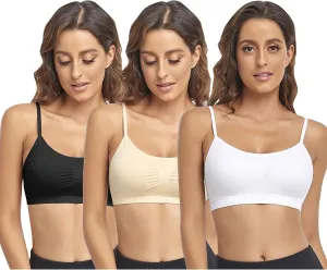 Litthing Bralettes Padded for Women Cami Strap Bra Seamless Sportsbra Wireless Comfort Yoga Lightly T-Shirt Tank Tops