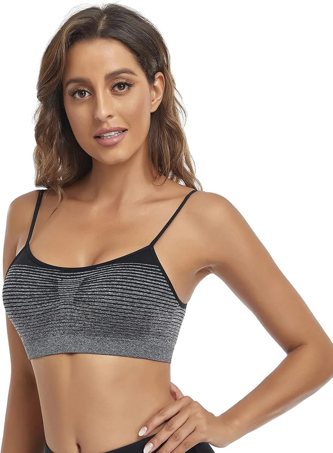Litthing Bralettes Padded for Women Cami Strap Bra Seamless Sportsbra Wireless Comfort Yoga Lightly T-Shirt Tank Tops