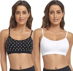 Litthing Bralettes Padded for Women Cami Strap Bra Seamless Sportsbra Wireless Comfort Yoga Lightly T-Shirt Tank Tops
