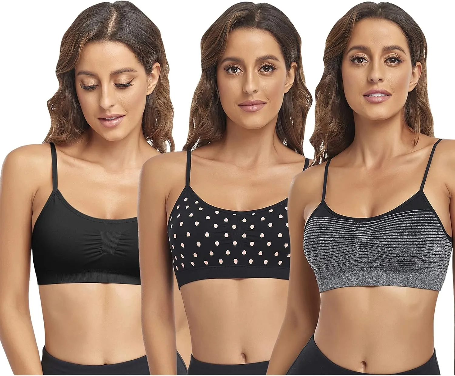 Litthing Bralettes Padded for Women Cami Strap Bra Seamless Sportsbra Wireless Comfort Yoga Lightly T-Shirt Tank Tops