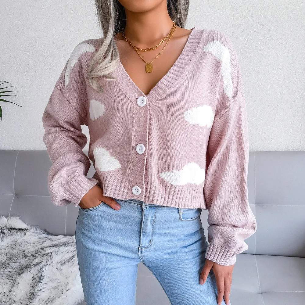 Livvi™ | Kurze Strickjacke mit Wolkenmuster