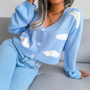 Livvi™ | Kurze Strickjacke mit Wolkenmuster