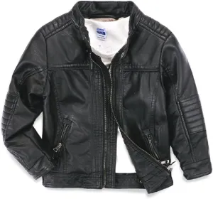 LJYH Boys Leather Jackets New Spring Children Collar Motorcycle Faux Leather Zipper Coats