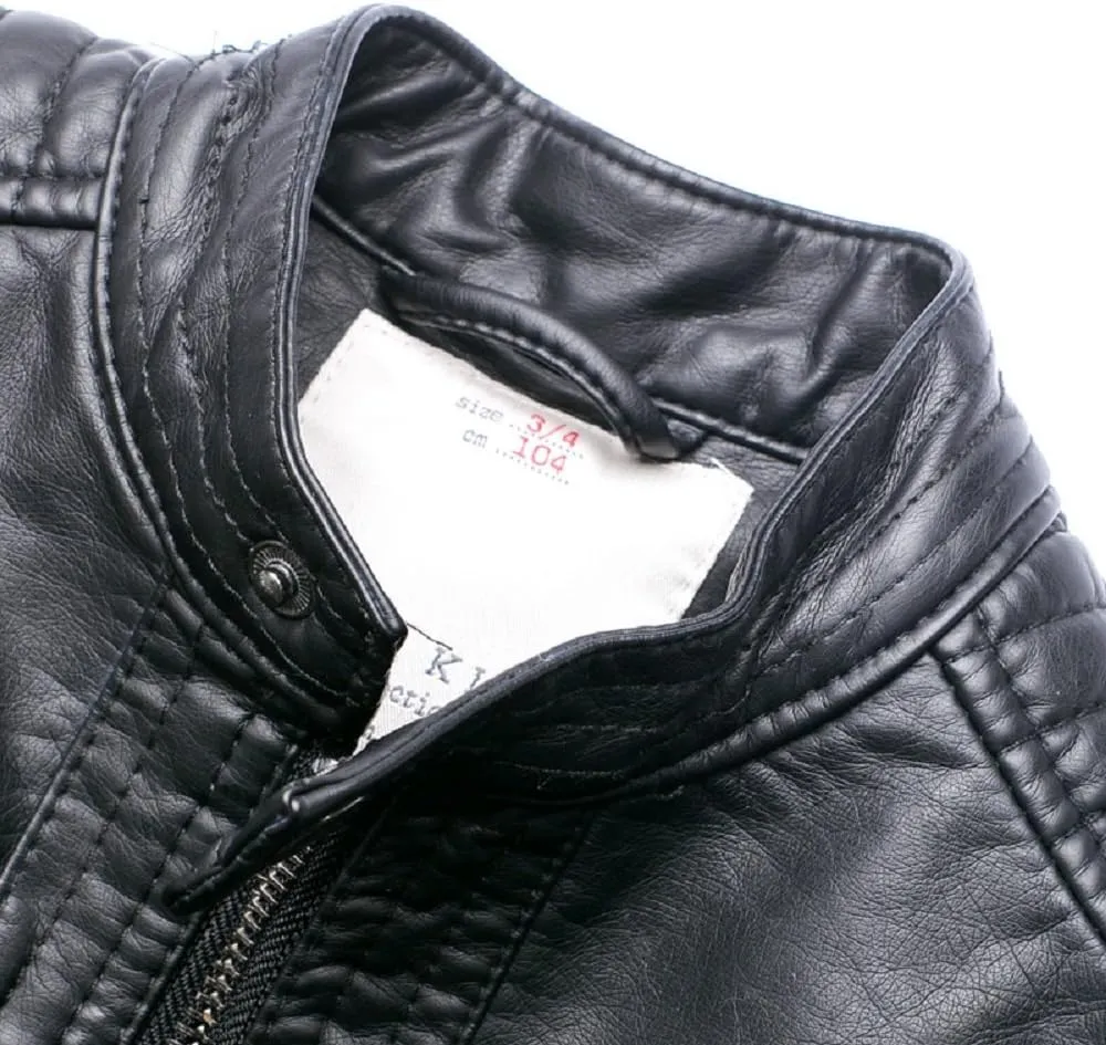LJYH Boys Leather Jackets New Spring Children Collar Motorcycle Faux Leather Zipper Coats
