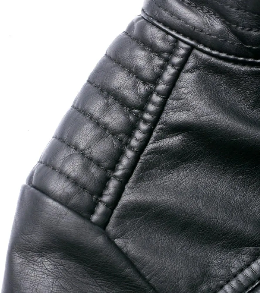 LJYH Boys Leather Jackets New Spring Children Collar Motorcycle Faux Leather Zipper Coats