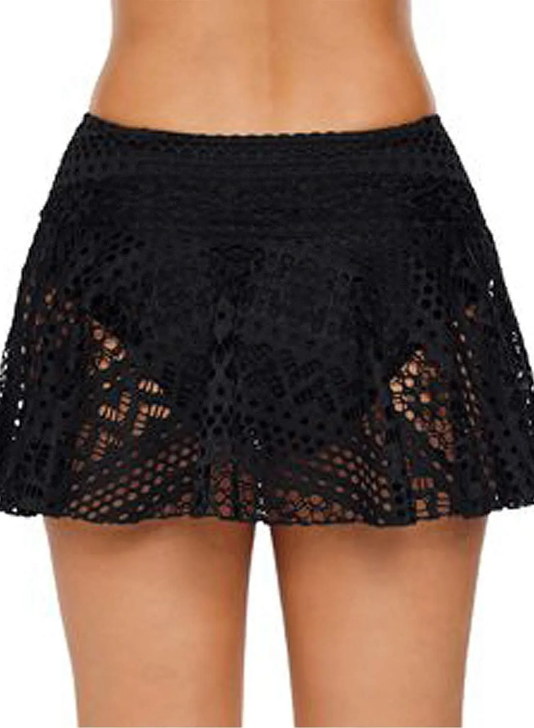 Lopie Women Lace Crochet Swim Skirt Bikini Bottom Swimsuit Board Shorts Skort Swimdress