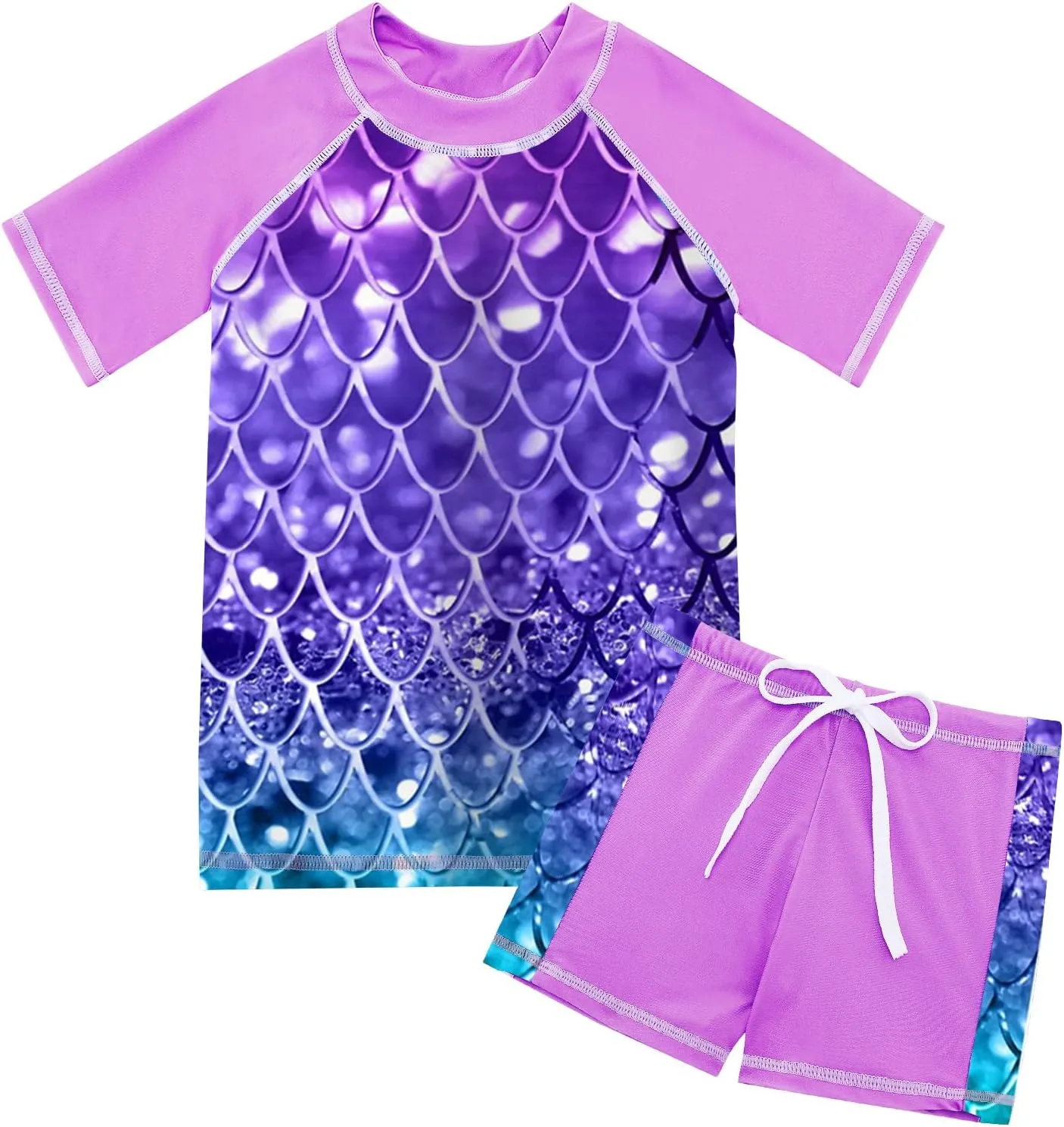 Lovekider Girls Swimsuits Two Piece Rash Guard Set Short Sleeve Bathing Suit Liner Swimwear with UPF 50  Sun Protection 3-12T