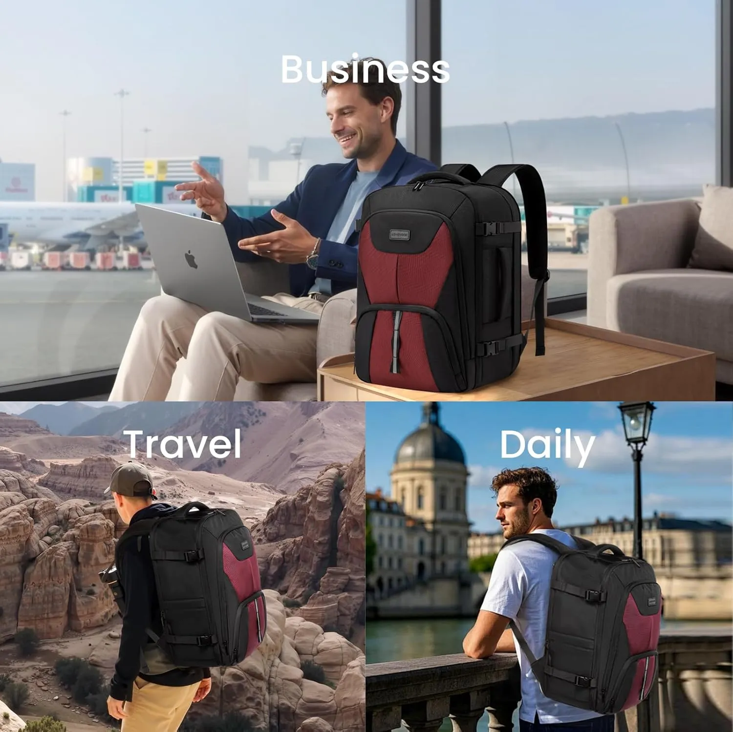 LOVEVOOK Travel Carry on Backpack for Men Women, Expandable 40L Extra Large Carry on Backpacks for Airplanes with 2 Packing Cubes,TSA Personal Item Travel Bag fits 17" Laptop,Travel Essentials