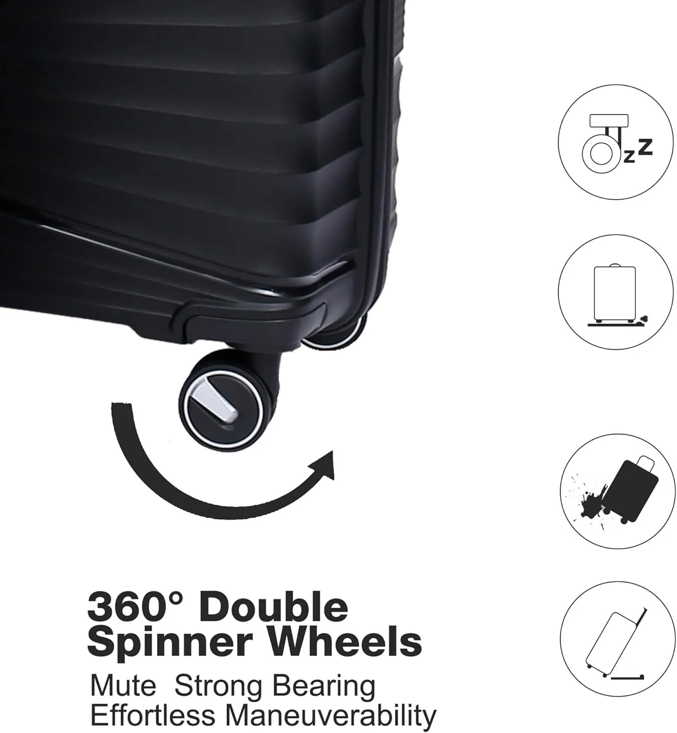 Luggage Sets, Hardside Luggage Sets, 3-Piece Luggage with Spinner Wheels & TSA lock, Portable Expandable Suitcase, Lightweight Carry on Luggage (Black, 20/24/28)