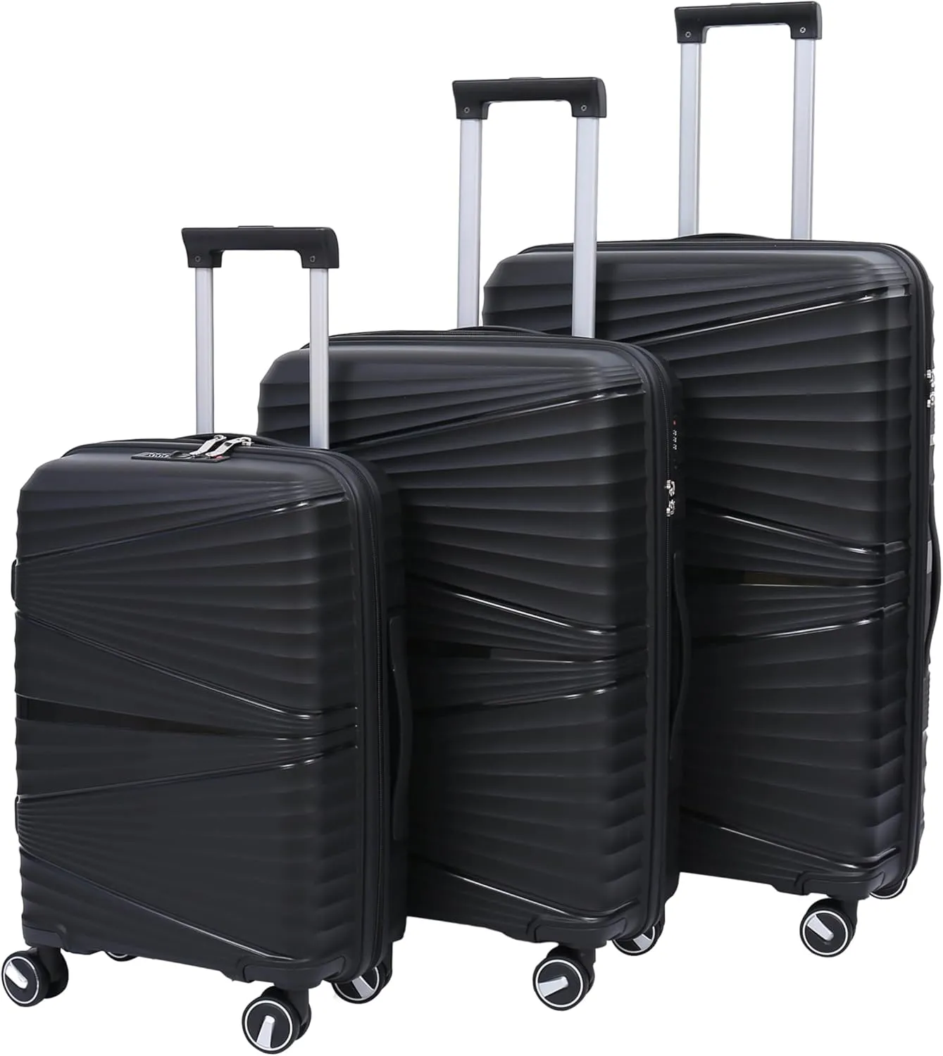 Luggage Sets, Hardside Luggage Sets, 3-Piece Luggage with Spinner Wheels & TSA lock, Portable Expandable Suitcase, Lightweight Carry on Luggage (Black, 20/24/28)