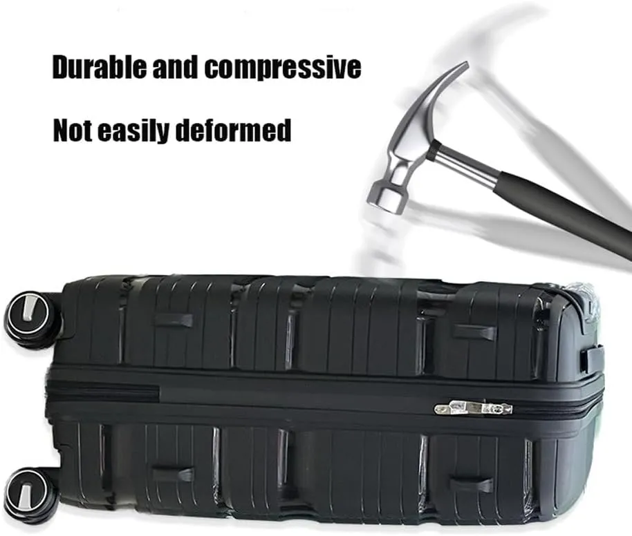 Luggage Sets, Hardside Luggage Sets, 3-Piece Luggage with Spinner Wheels & TSA lock, Portable Expandable Suitcase, Lightweight Carry on Luggage (Black, 20/24/28)