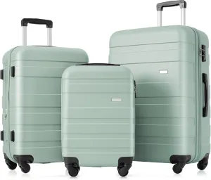 Luggage Sets New Model Expandable ABS Hardshell 3pcs Clearance Luggage Hardside Lightweight Durable Suitcase sets Spinner Wheels Suitcase with TSA Lock 20''24''28''(Green)