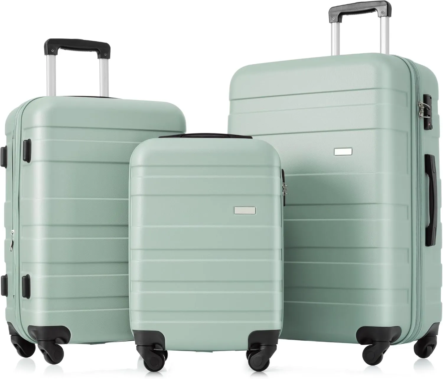 Luggage Sets New Model Expandable ABS Hardshell 3pcs Clearance Luggage Hardside Lightweight Durable Suitcase sets Spinner Wheels Suitcase with TSA Lock 20''24''28''(Green)