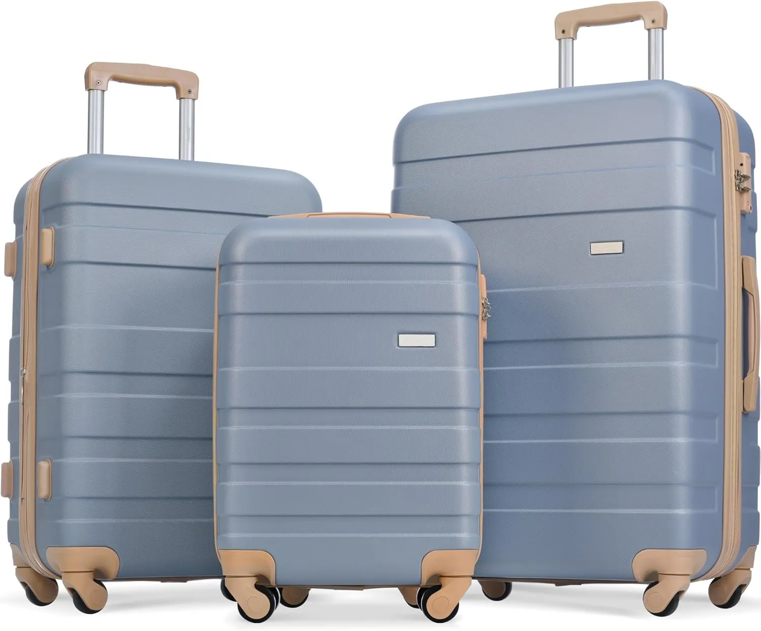 Luggage Sets New Model Expandable ABS Hardshell 3pcs Clearance Luggage Hardside Lightweight Durable Suitcase sets Spinner Wheels Suitcase with TSA Lock 20''24''28''(Light Blue)