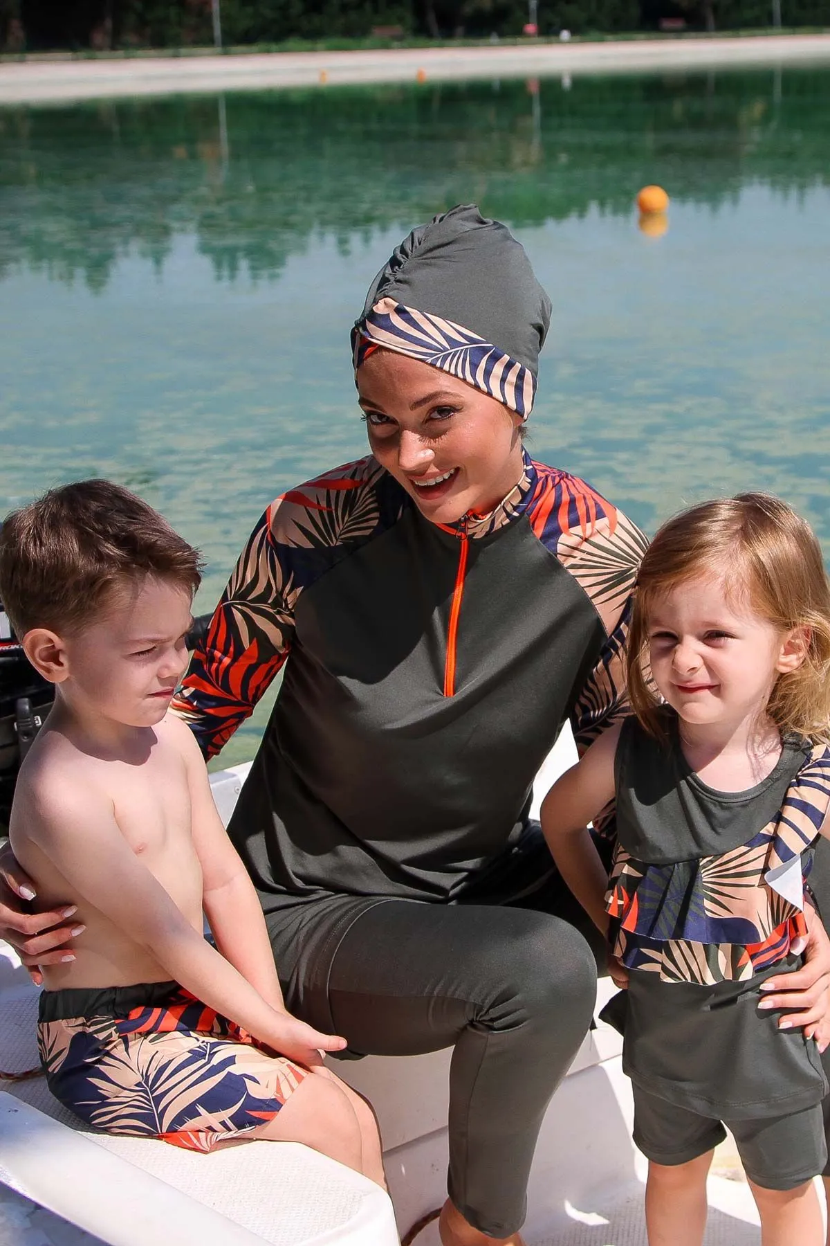 Lycra Khaki Burkini Modest Swimwear M2229