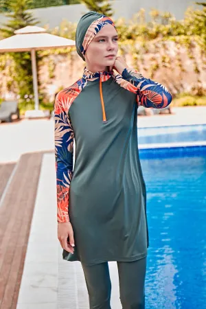 Lycra Khaki Burkini Modest Swimwear M2229