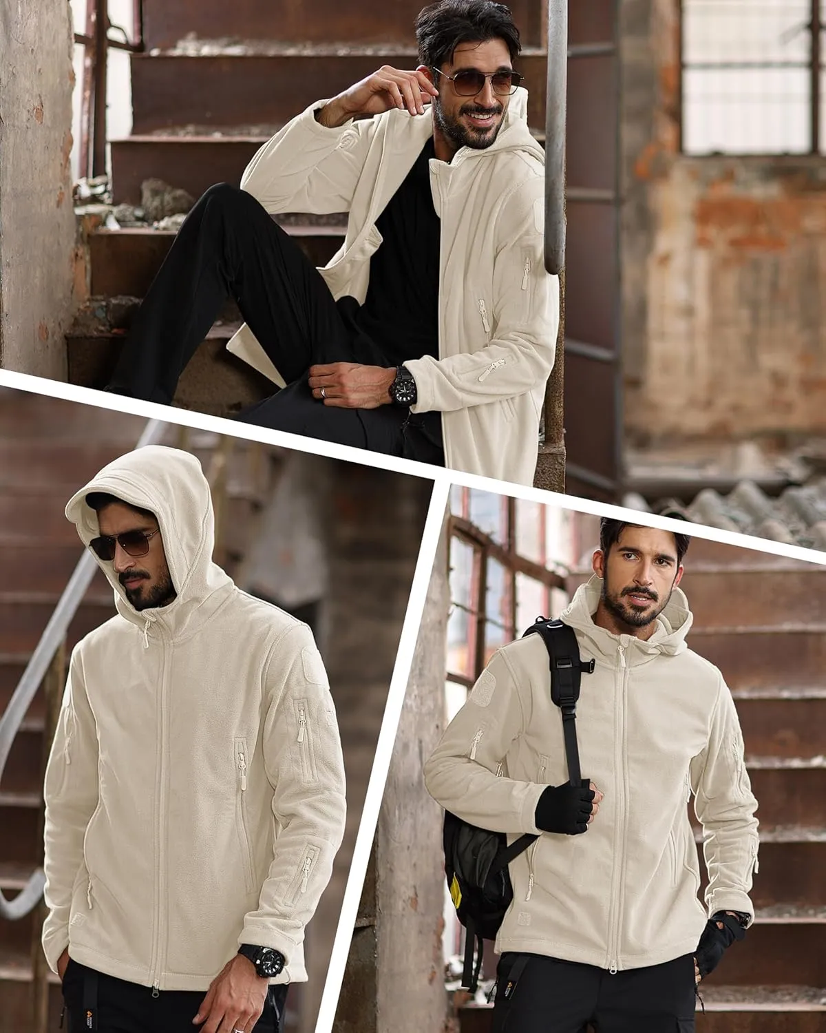 MAGCOMSEN Men's Military Tactical Jacket Warm Fleece Hoodies Sport Outdoor Winter Coats Windbreaker