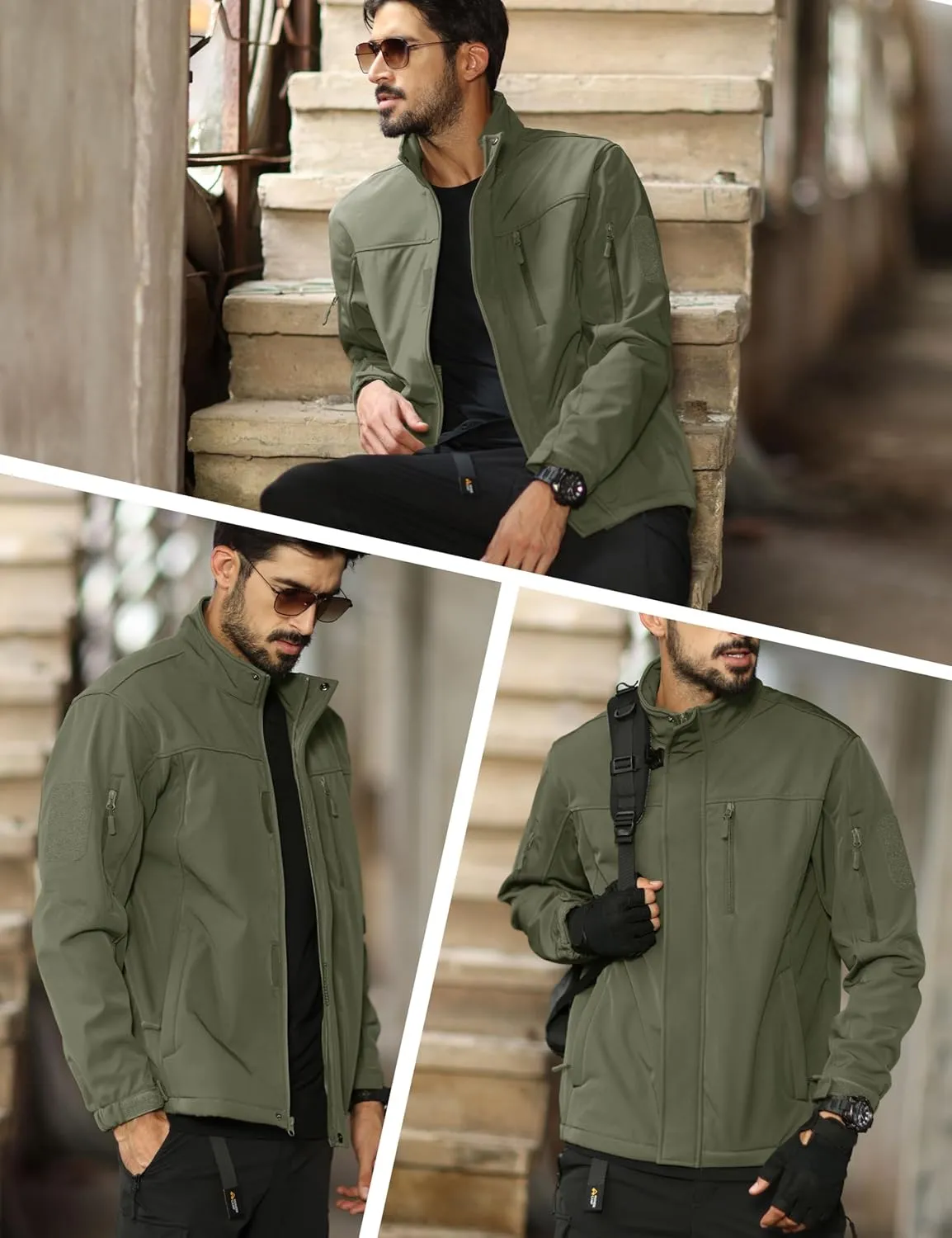 MAGCOMSEN Men's Tactical Jacket Water Resistant 6 Pockets Softshell Fleece Lining Hiking Winter Jacket Windbreaker Outwear