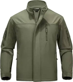 MAGCOMSEN Men's Tactical Jacket Water Resistant 6 Pockets Softshell Fleece Lining Hiking Winter Jacket Windbreaker Outwear
