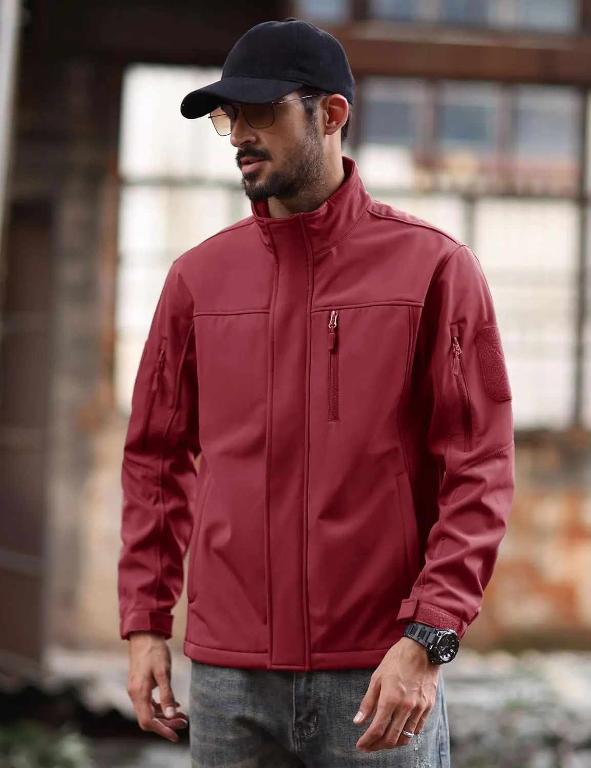 MAGCOMSEN Men's Tactical Jacket Water Resistant 6 Pockets Softshell Fleece Lining Hiking Winter Jacket Windbreaker Outwear