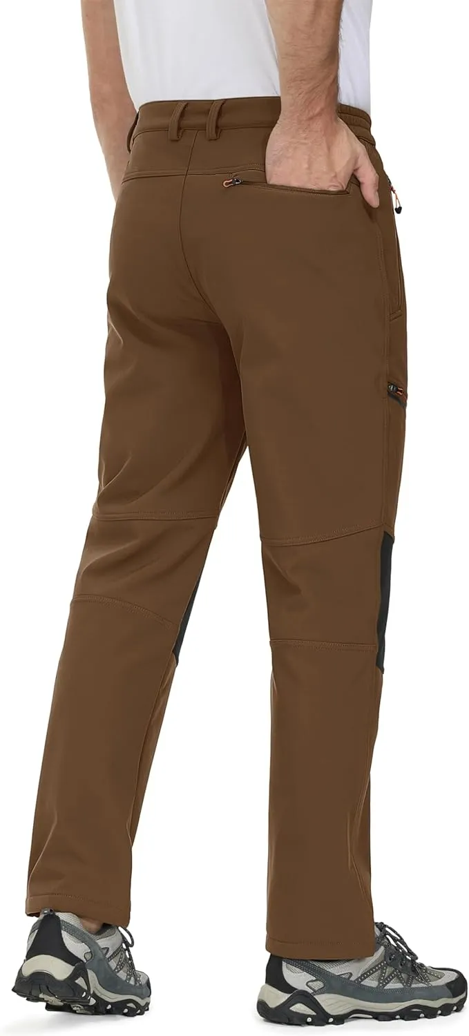 MAGCOMSEN Men's Winter Pants Fleece Lined Ski Snow Pants Water Resistant 4 Zip Pockets Outdoor Pants